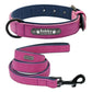Personalized Premium Leather Dog Collar & Leash /Engraved Nameplate - Petpet-Park